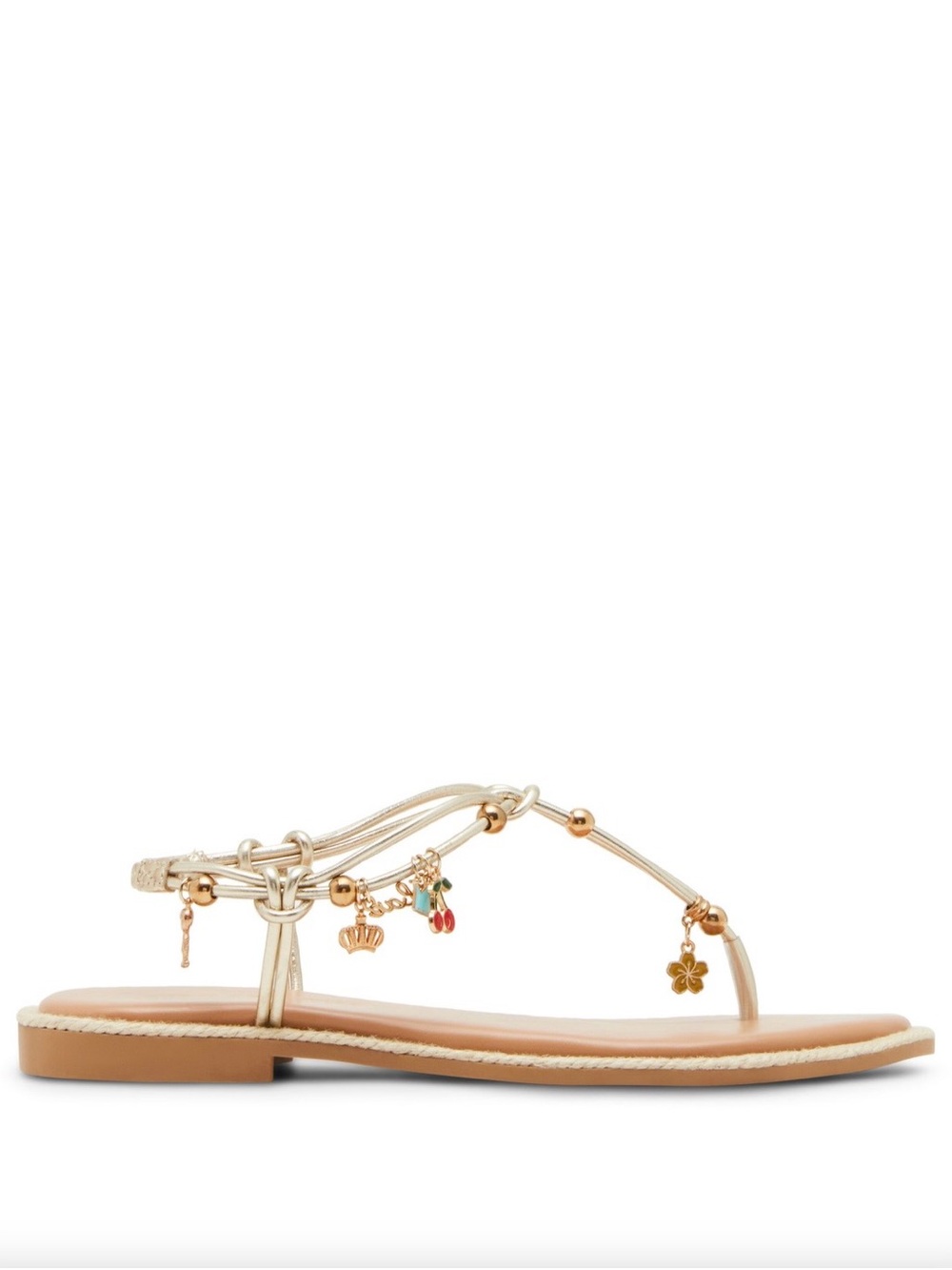 Madden Girl Gold T-Strap Charm Sandals